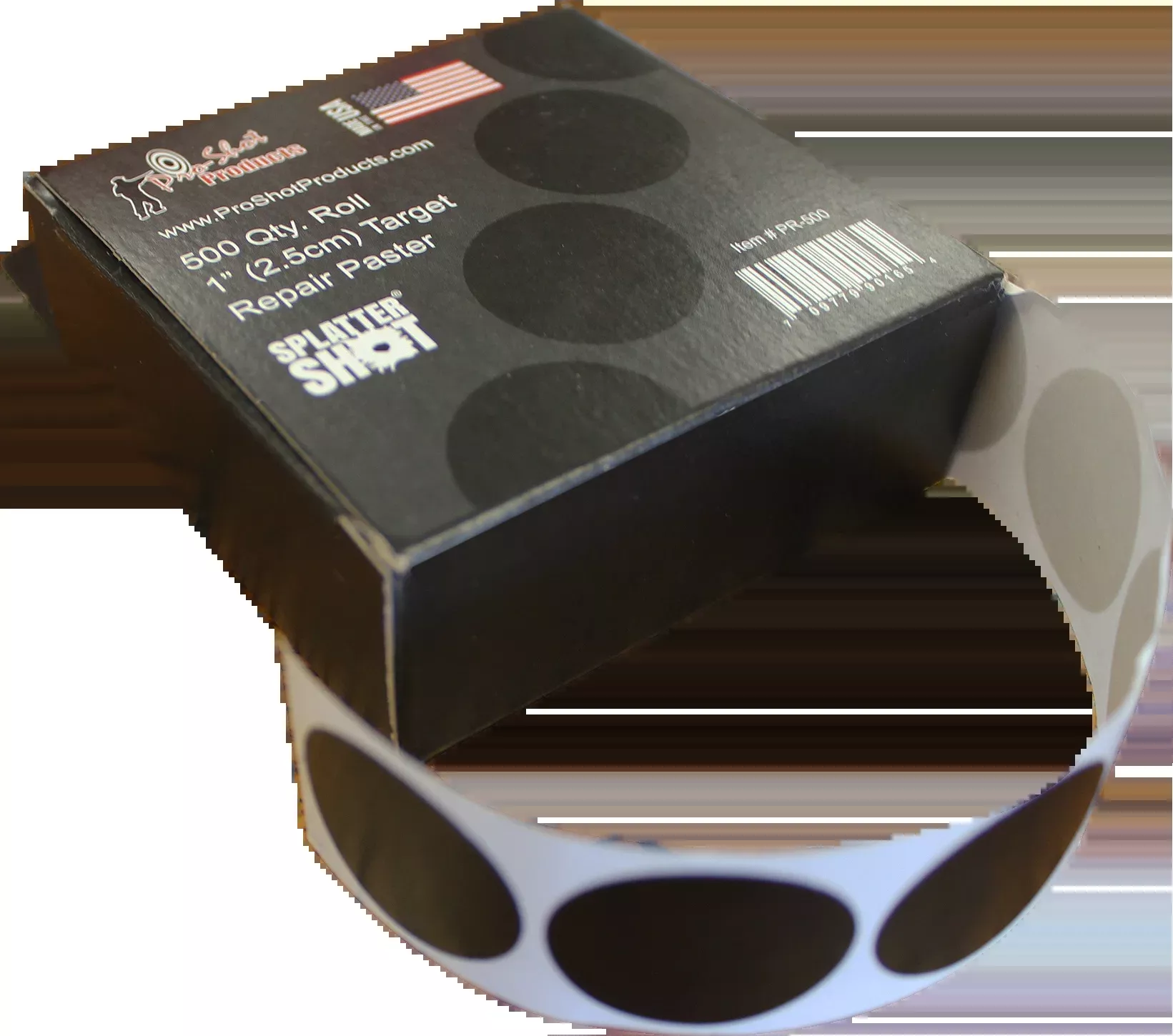 Pro-Shot SplatterShot 1" Repair Pasters Black Self-Adhesive 500 Per Roll