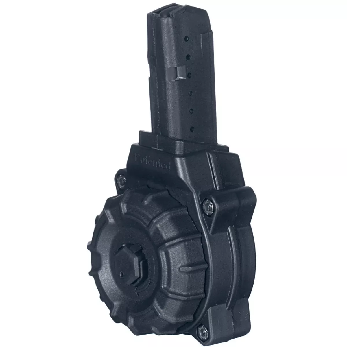 ProMag Standard Drum Magazine, Black DuPont Zytel Polymer 30rd 9mm Luger Fits AR-15 Compatible w/Glock Style Magazines - DRMA26