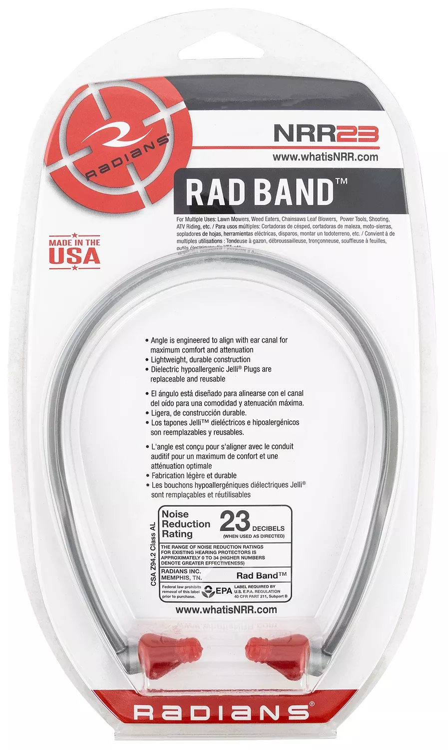 Radians RB1150 Rad-Band23 dB Behind The Neck Gray Adult 1 Pair
