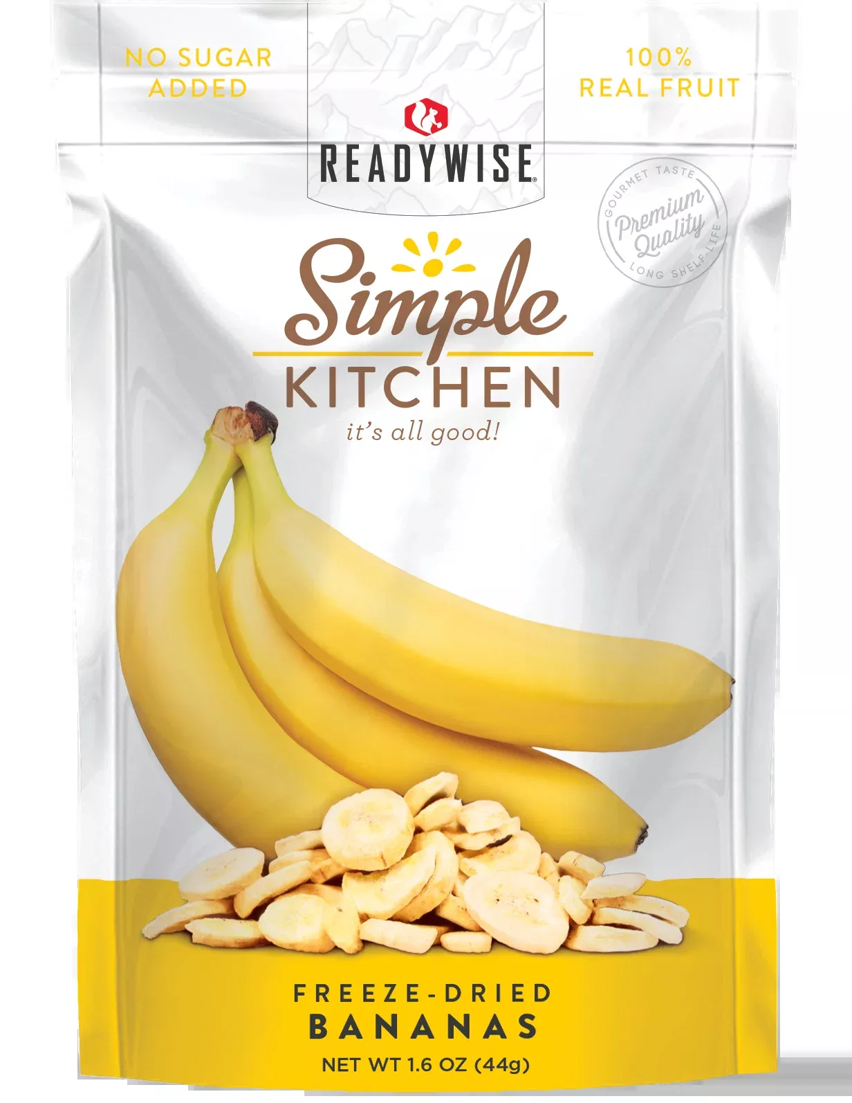 ReadyWise Simple Kitchen Freeze Dried Bananas 1 Serving Pouch 6 Per Case