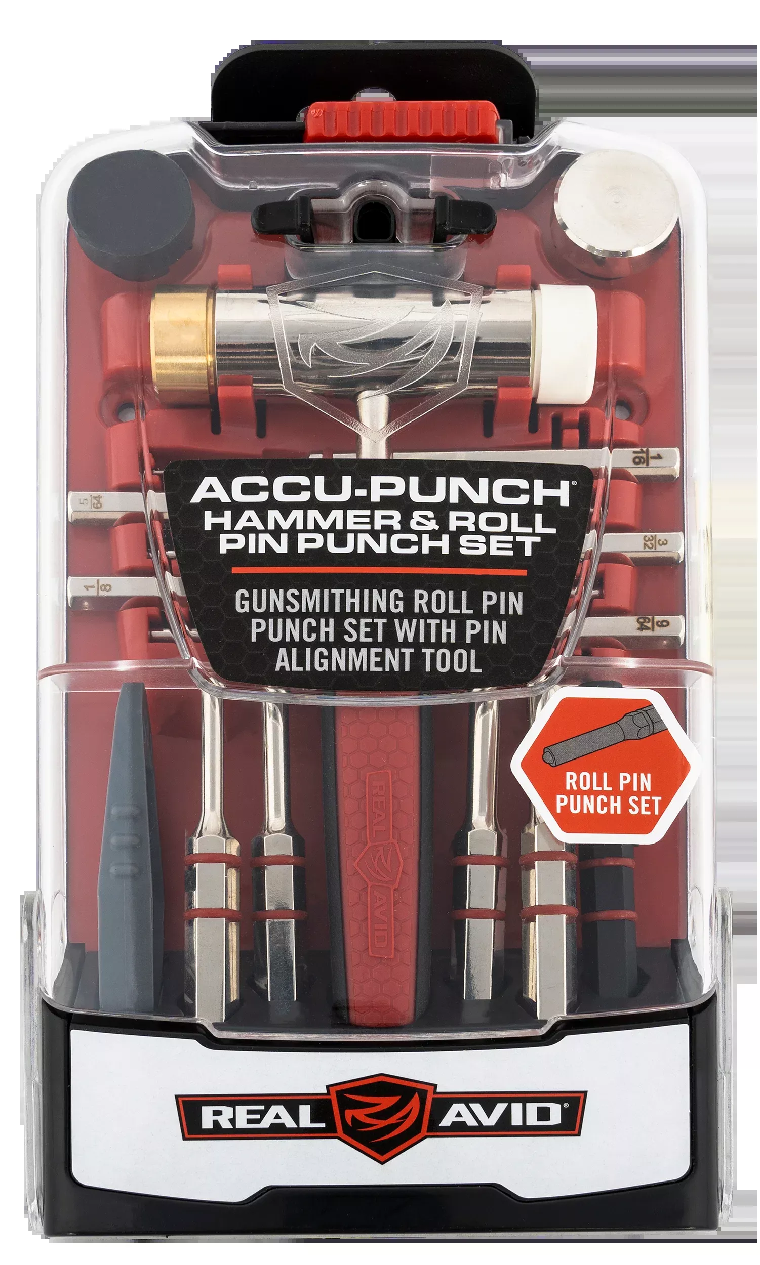 Real Avid Accu-Punch Hammer & Roll Pin Punch Set - Black/Red