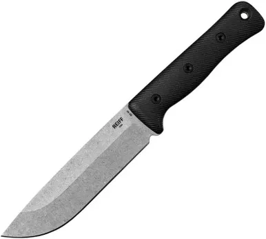 Reiff Knives F6 Leuku GEN 2 Fixed Blade Knife - 6" CPM-3V Stonewashed Blade, Black Canvas Micarta Handles, Black Kydex Sheath