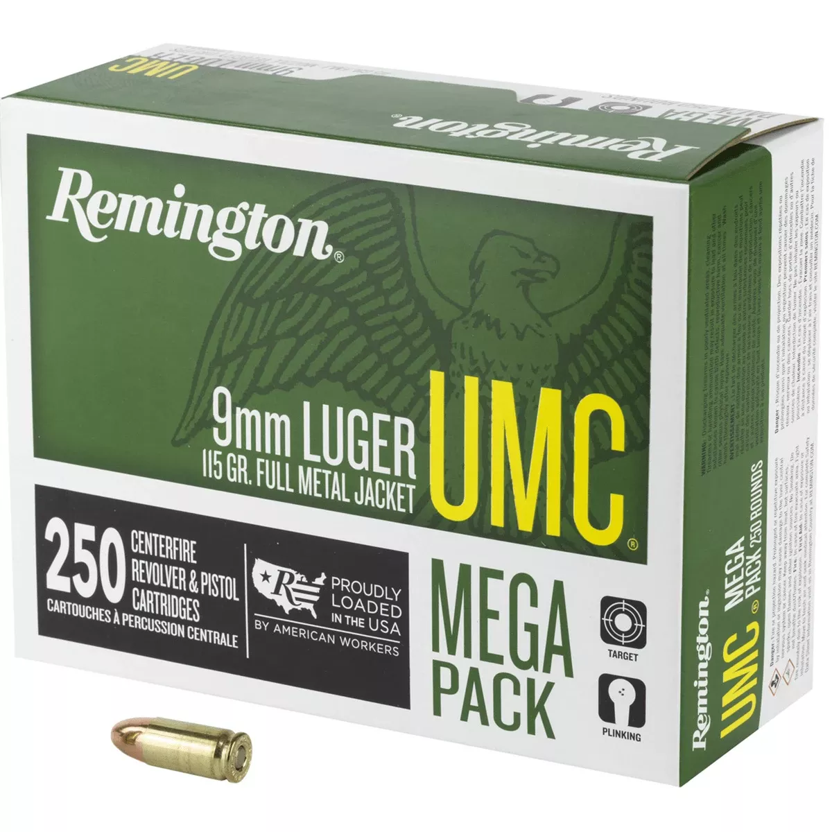 Remington Ammunition 23777 UMC Mega Pack 9mm Luger 115 gr Full Metal Jacket 250 Per Box