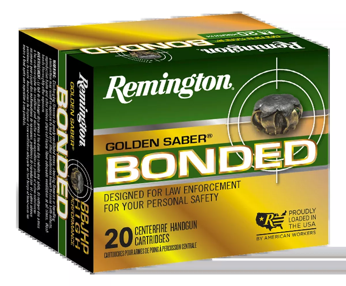 Remington Ammunition Golden Saber Bonded 40 S&W 165gr Bonded JHP 20 Rd - Box or Case