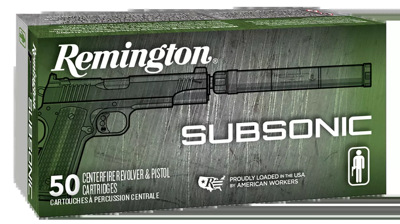 Remington Ammunition Subsonic 45 ACP 230gr Flat Nose Enclosed Base 50 Rd - Box or Case