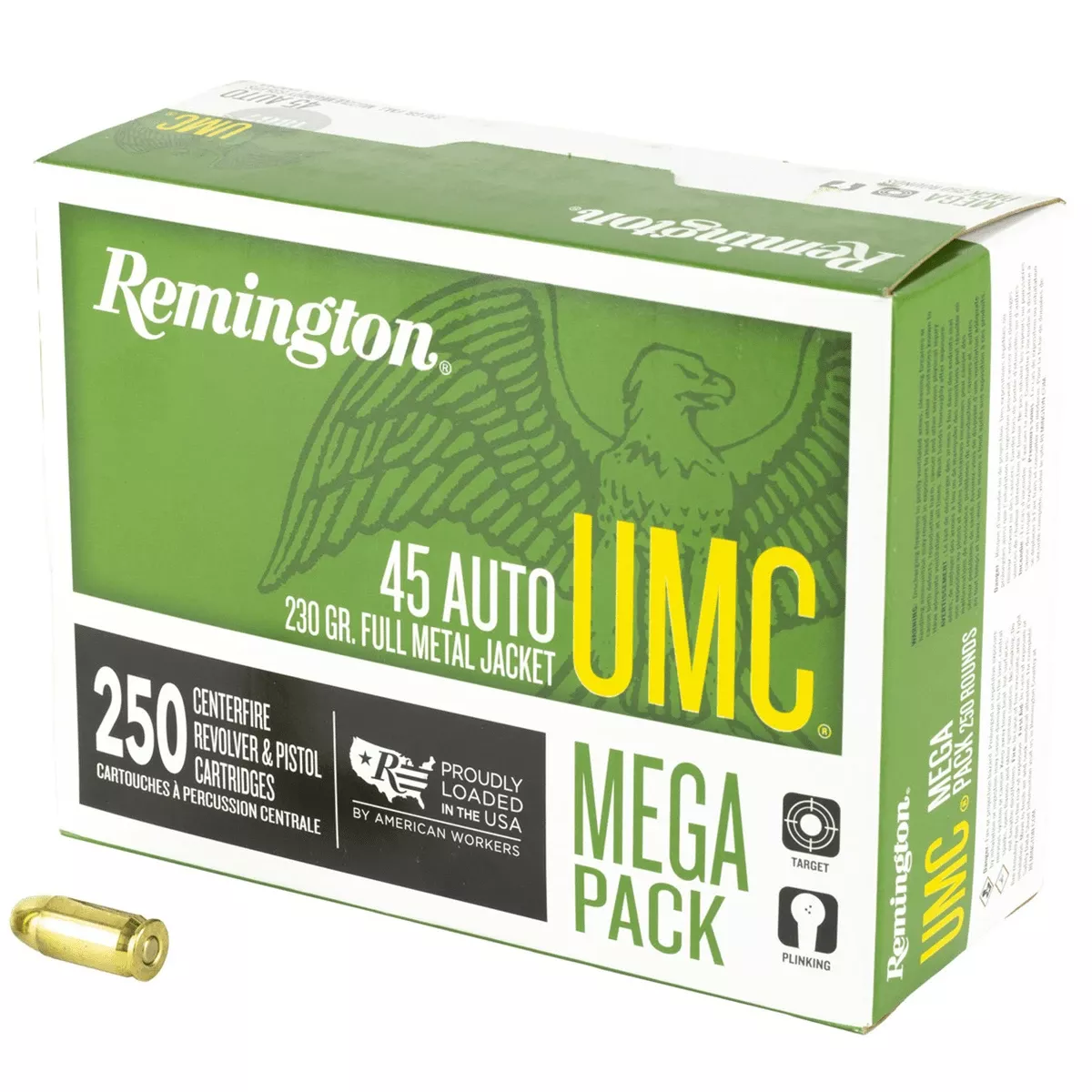 Remington UMC Mega Pack 45 ACP 230 gr Full Metal Jacket (FMJ) 250 Per Box Handgun Ammo