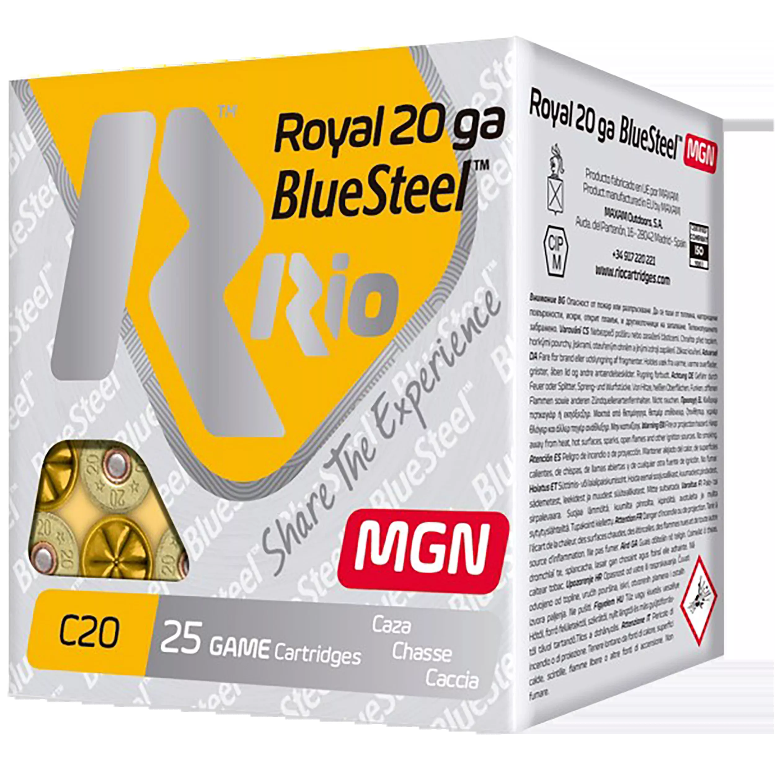 Rio Ammunition Royal Bluesteel Magnum 20 Gauge 3" 1 oz #4 Steel Shot 25 Rd - Box or Case