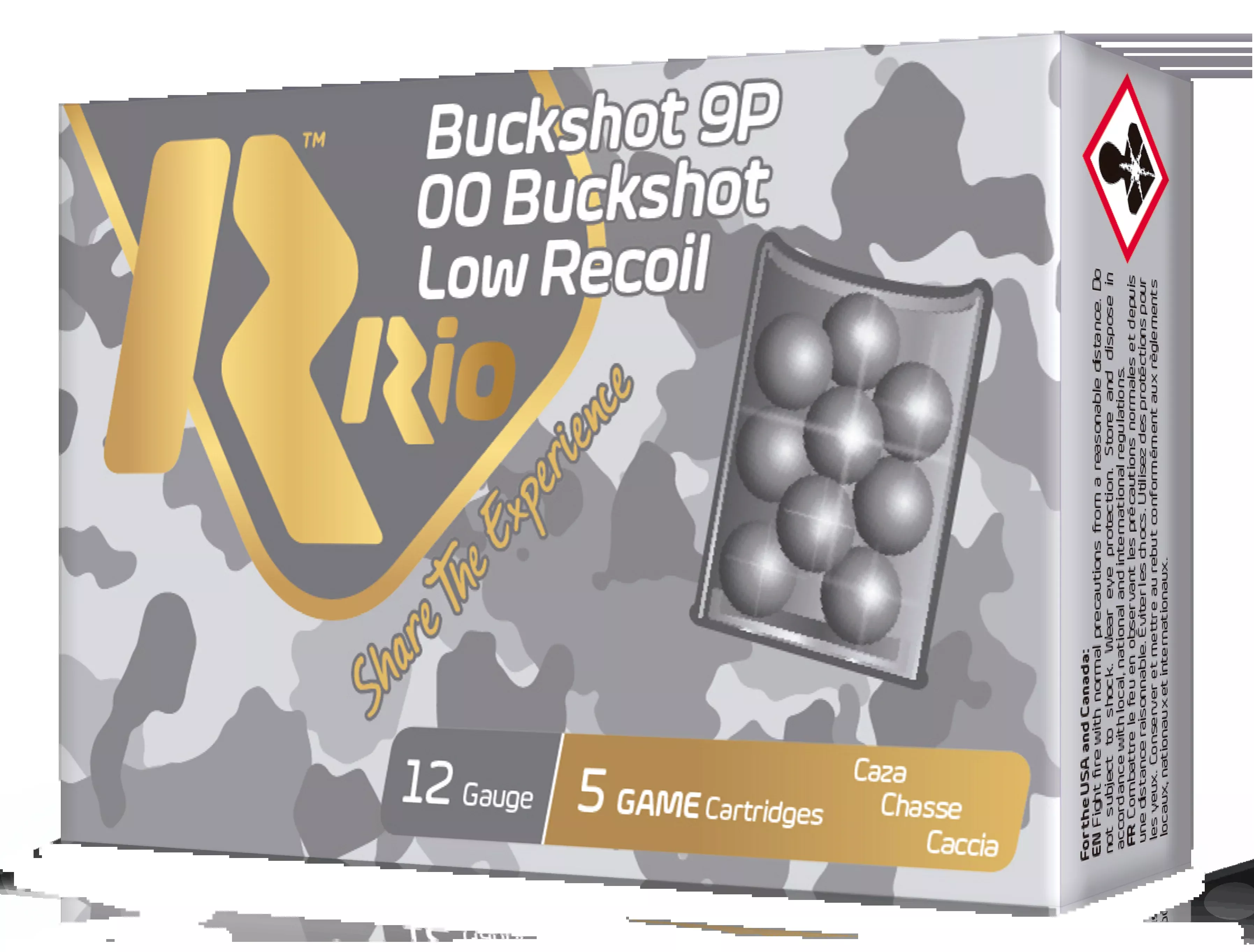 Rio Ammunition Royal Buck Low Recoil 12 Gauge 2.75" 9-Pellet 00 Buckshot 5 Rd - Box or Case
