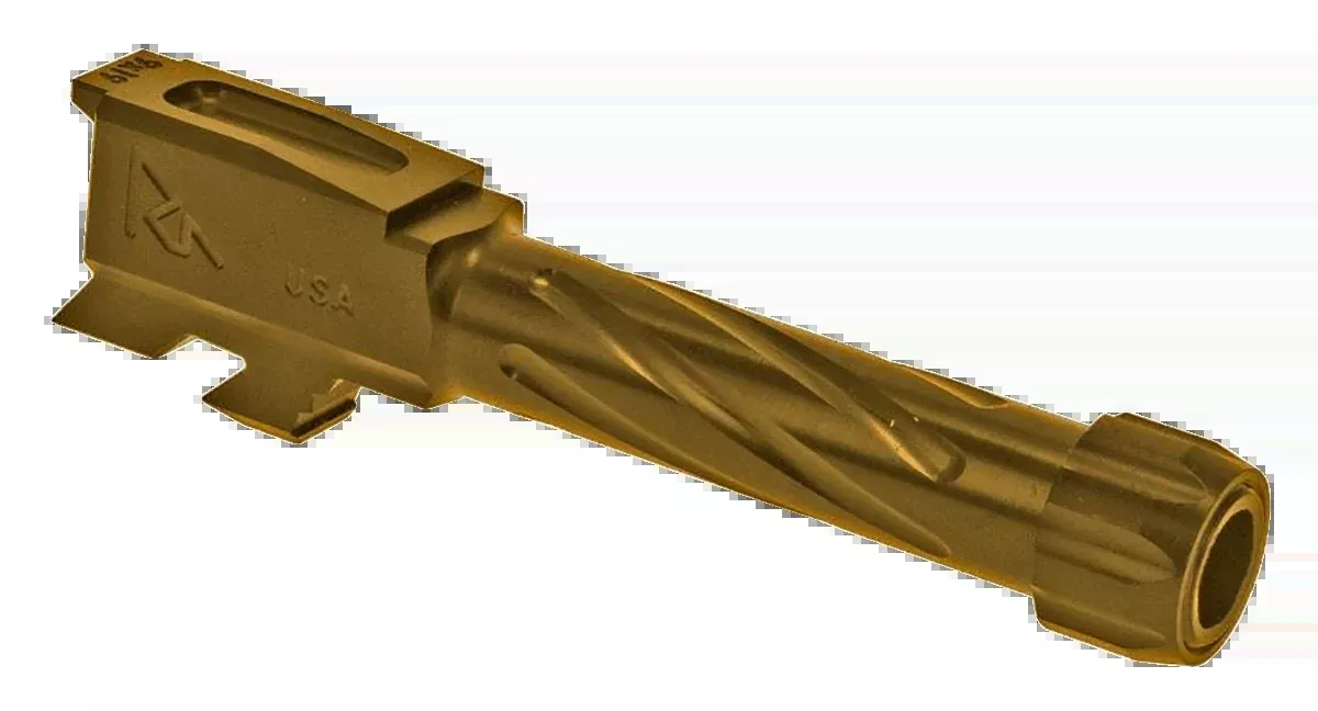 Rival Arms RA20G302E Precision V1 Match Grade Glock 43 9mm Luger 3.41" Fluted Threaded Stainless Steel Barrel - Gold PVD