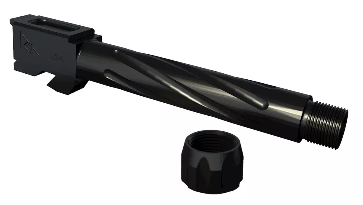 Rival Arms RA20G412A Conversion Barrel9mm Luger 4.49" Black PVD Finish 416R Stainless Steel Material with Fluting & Threading for Glock 22 Gen3-4