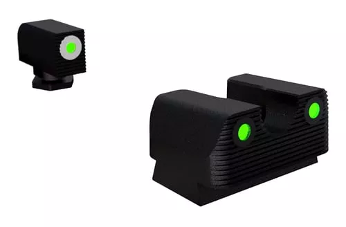 Rival Arms RA3B231G Night Sights for G17/G19Black | Green Tritium White Ring Front Sight Green Tritium Black Ring Rear Sight