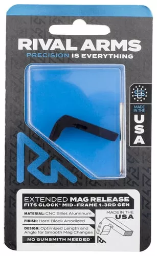 Rival Arms RA72G001A Magazine ReleaseCompatible w/Glock Gen3 (Except 21SF) Extended, Black Anodized Aluminum
