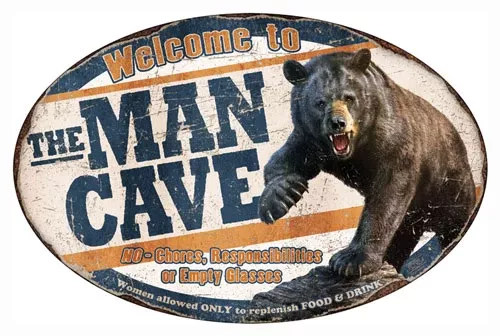 Rivers Edge 12"x17" "Bear Man Cave" Tin Sign