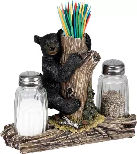 Rivers Edge Bear Salt & Pepper Shakers & Toothpick Holder