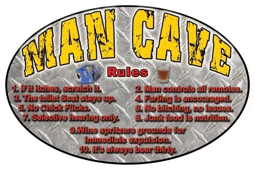Rivers Edge Mancave Rules 12x17 Tin Sign
