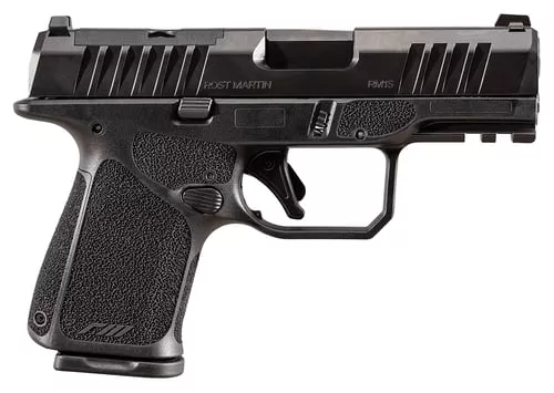 Rost Martin RM1SBLKOSP RM1CSub-Compact Frame 9mm Luger 15+1 3.60" Black Match Grade Barrel, Black Tenifer Optic Ready/Serrated Steel Slide, Black Polymer Frame w/Picatinny Rail, Textured Grip