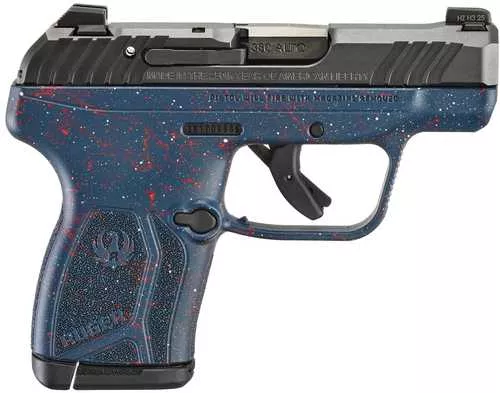 Ruger LCP Max 250th Anniversary Compact Frame 380 ACP 10+1 2.80" Black Nitride Barrel, Black Nitride Alloy Steel Engraved/Serrated Slide, Liberty Blue w/Red & White Splatter Polymer Frame