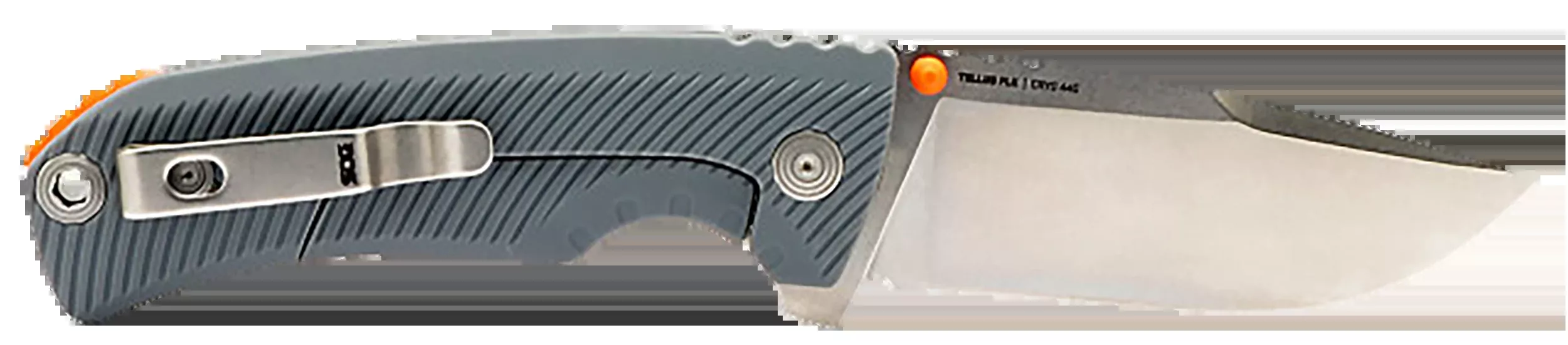 S.O.G Tellus FLK 3.65" Folding Clip Point Plain Stonewashed Cryo 440C SS Wolf Gray GRN Handle