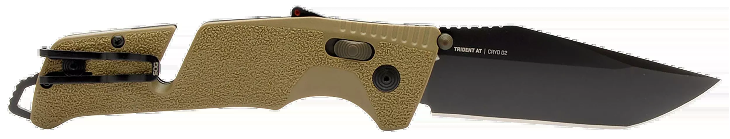 S.O.G Trident AT 3.70" Folding Tanto Plain Black TiNi Cryo D2 Blade - FDE GRN Handle