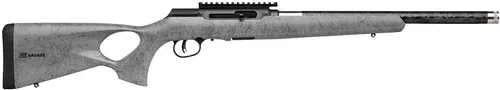 Savage Arms TimberLite 22LR 10+1 18" Black Threaded Carbon Fiber/SS Barrel, Black Picatinny Rail Steel Receiver, Gray w/Black Webbing Synthetic Fixed Thumbhole Stock