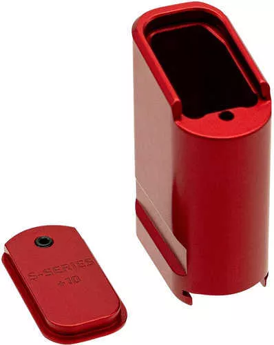 Shield Arms SAS15Me10Red Magazine Extension Extended 10Rd Compatible W/ Shield Arms S15 Magazine Red Anodized Aluminum