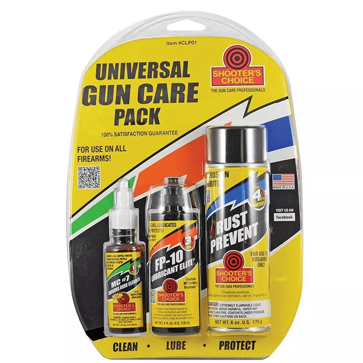 Shooters Choice CLP01 CLP-01 Combo Pack Bottle Of Liquid Bore Cleaner, Pump Spray Bottle Of FP-10 Lubricant Elite, 6-oz Can Of Rust Prevent