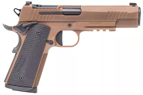 Sig Sauer 1911XR45CXR3 1911-XFull Size Frame 45 ACP 8+1 5" Black DLC Carbon Steel Barrel, Coyote PVD Optic Cut/Serrated Stainless Steel Slide & Frame w/Beavertail & Picatinny Rail, Black G10 Grip