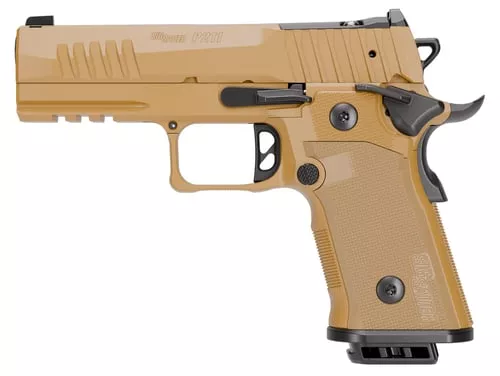 Sig Sauer 211CA9GT4COY P211 GT4 Carry 9mm Luger 21+1 4.20" Black Barrel, Coyote Cerakote Stainless Steel Optic Ready/Serrated Slide & Stainless Steel Frame w/Beavertail & Picatinny Rail, G10 Grip Pane