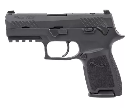 Sig Sauer 320C9BSSPMSMA P320 *MA Compliant Compact 9mm Luger 10+1 3.90" Black DLC Barrel, Black Nitron Stainless Steel Optic Ready/Serrated Slide, Black Stainless Steel Frame w/Picatinny Rail, Texture