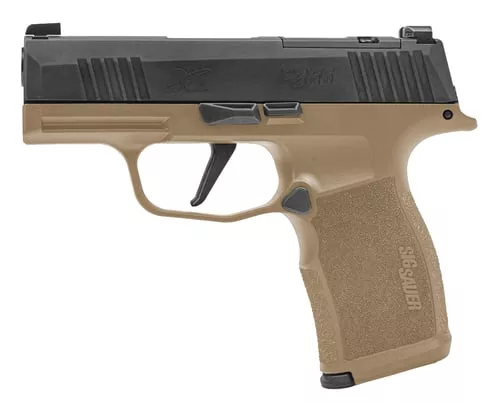Sig Sauer 365X9CTXR3P P365XMicro-Compact Frame 9mm Luger 12+1 3.10" Steel Barrel, Optic Ready/Serrated Slide, Coyote Tan Stainless Steel Frame w/Accessory Rail, Polymer Grip