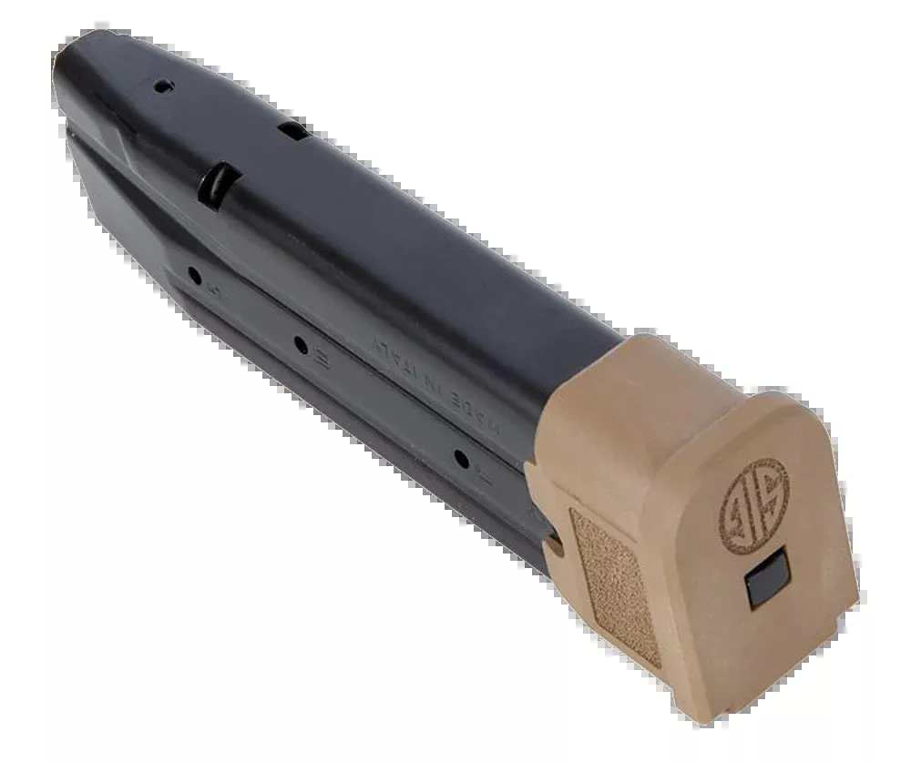 Sig Sauer MAGMODF921COY P320/M17/M18 9mm Luger 21-Rd Extended Pistol Magazine - Black/Coyote Steel