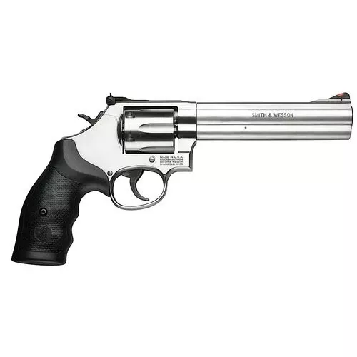 Smith & Wesson 164224 686357 Mag 6rd 6" Stainless Steel Black Polymer Grip