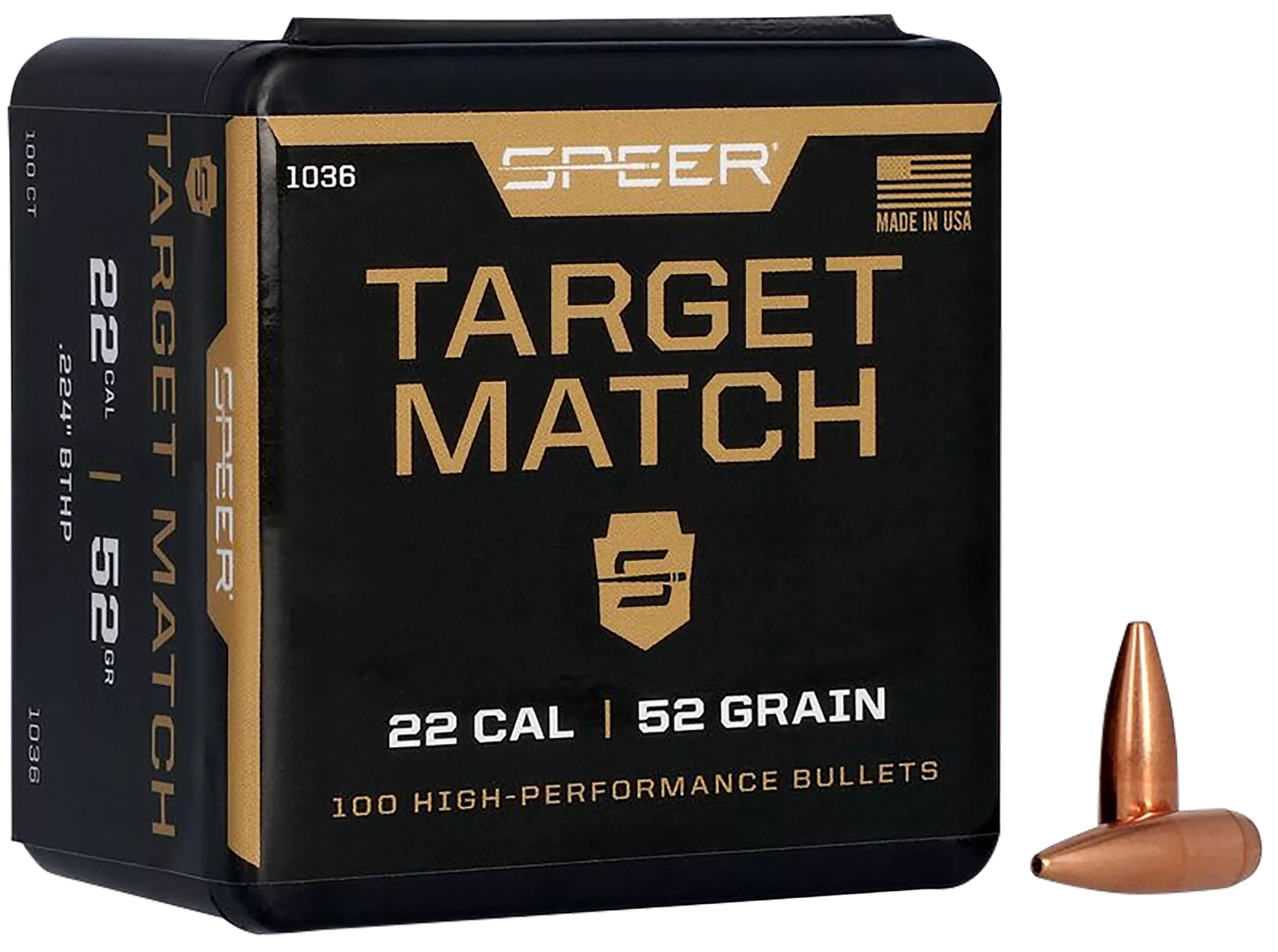 Speer 1036 Rifle Plinking Target Match .224 52 gr Hollow Point Boat Tail