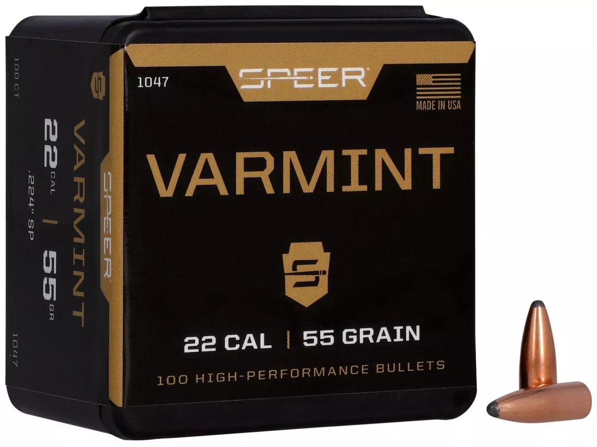 Speer 1047 Varmint22Cal 55gr Jacketed Soft Point 100 Per Box/5 Case