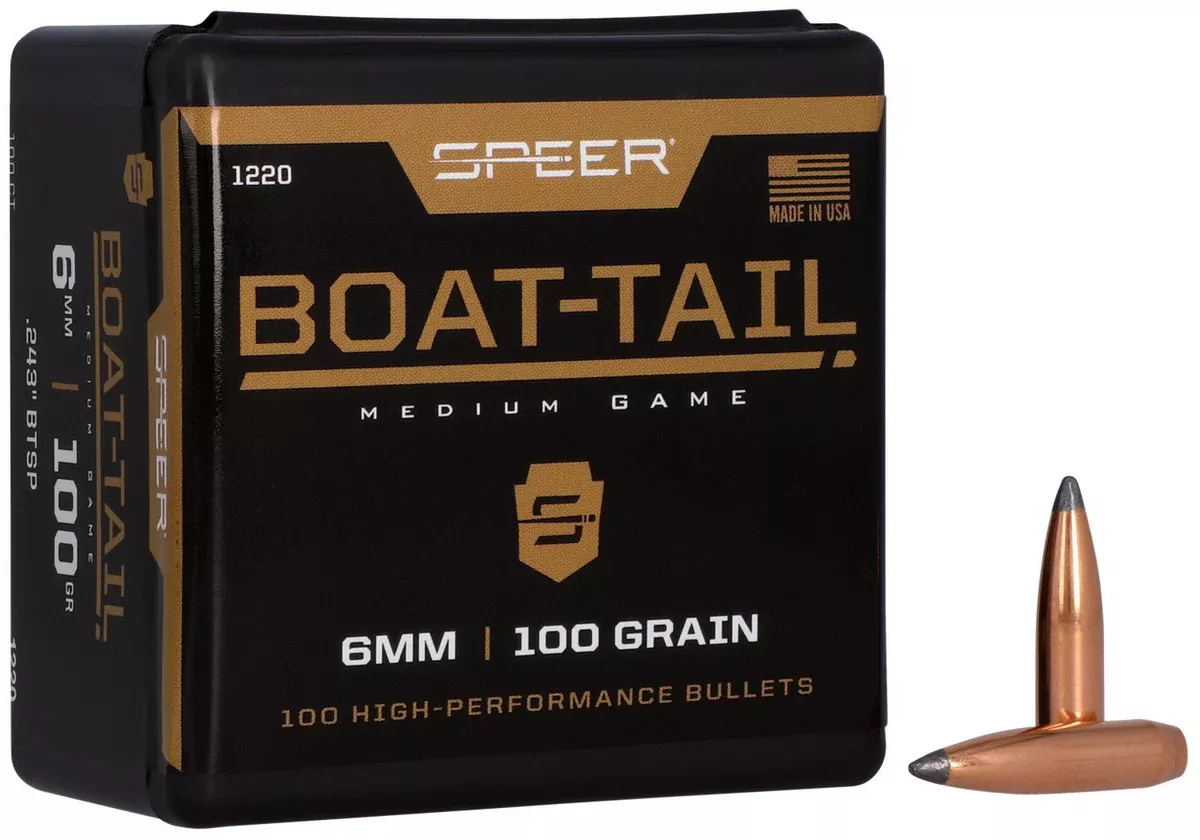 Speer 1220 Boat-Tail6mm 100gr Jacketed Soft Point Boat Tail 100 Per Box/5 Case