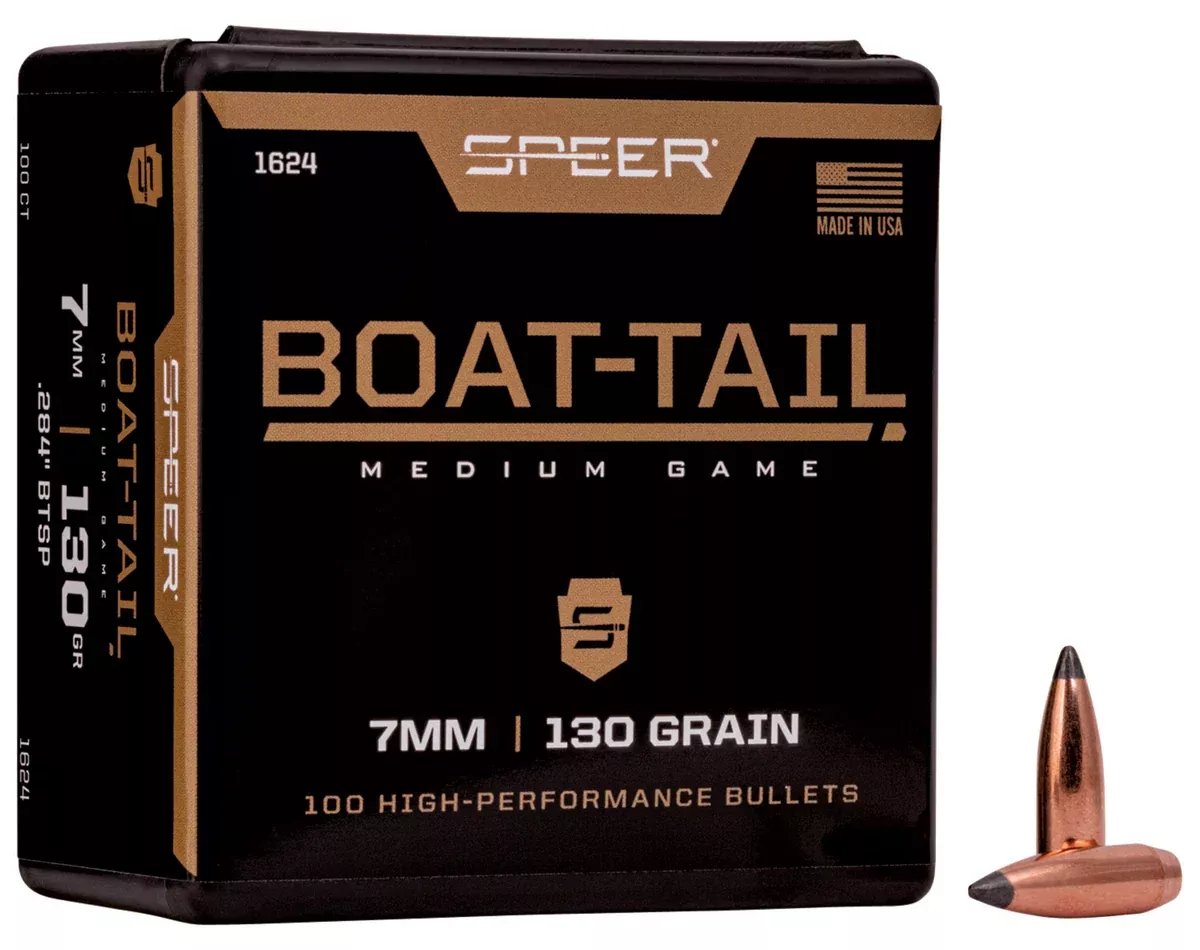 Speer 1624 Boat-Tail7mm 130gr Jacketed Soft Point Boat Tail 100 Per Box/5 Case