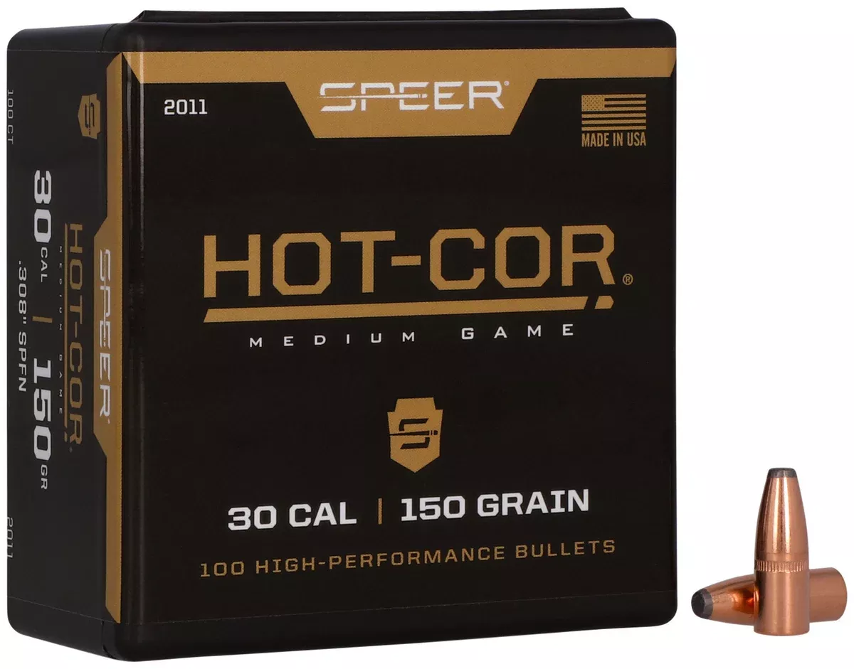 Speer 2011 Hot-Cor30Cal 150gr Soft Point Flat Nose 100 Per Box/5 Case