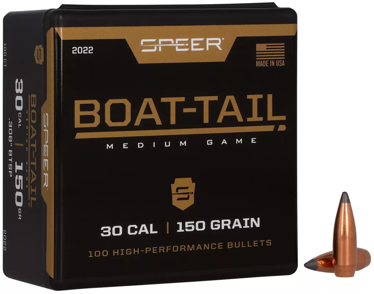 Speer 2022 Boat-Tail30Cal 150gr Jacketed Soft Point Boat Tail 100 Per Box/5 Case