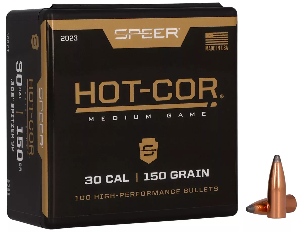 Speer 2023 Hot-Cor30Cal 150gr Spitzer Soft Point 100 Per Box/5 Case