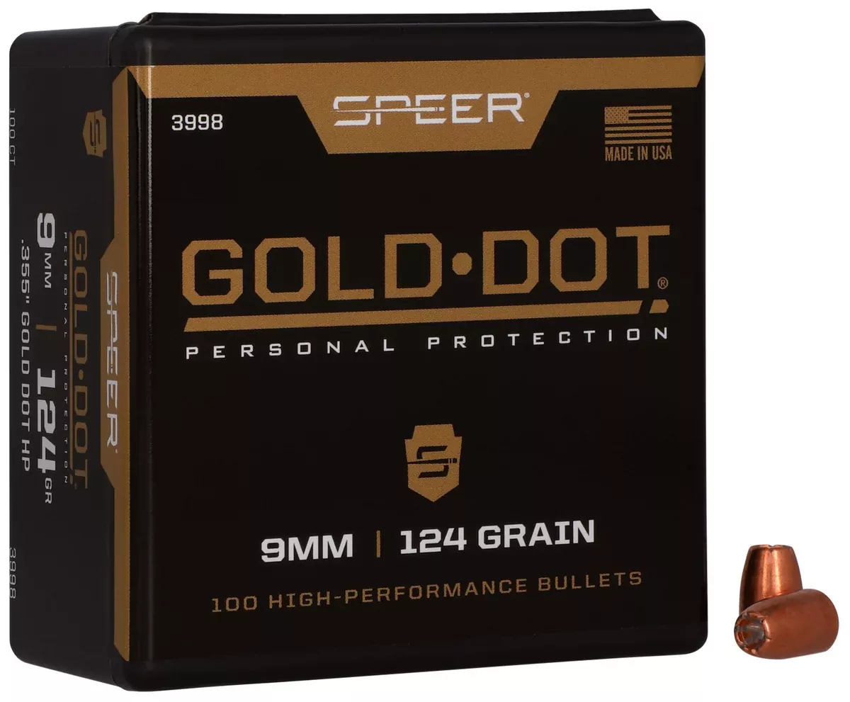 Speer 3998 Gold Dot Personal Protection 9mm 124gr Hollow Point 100 Per Box/5 Case