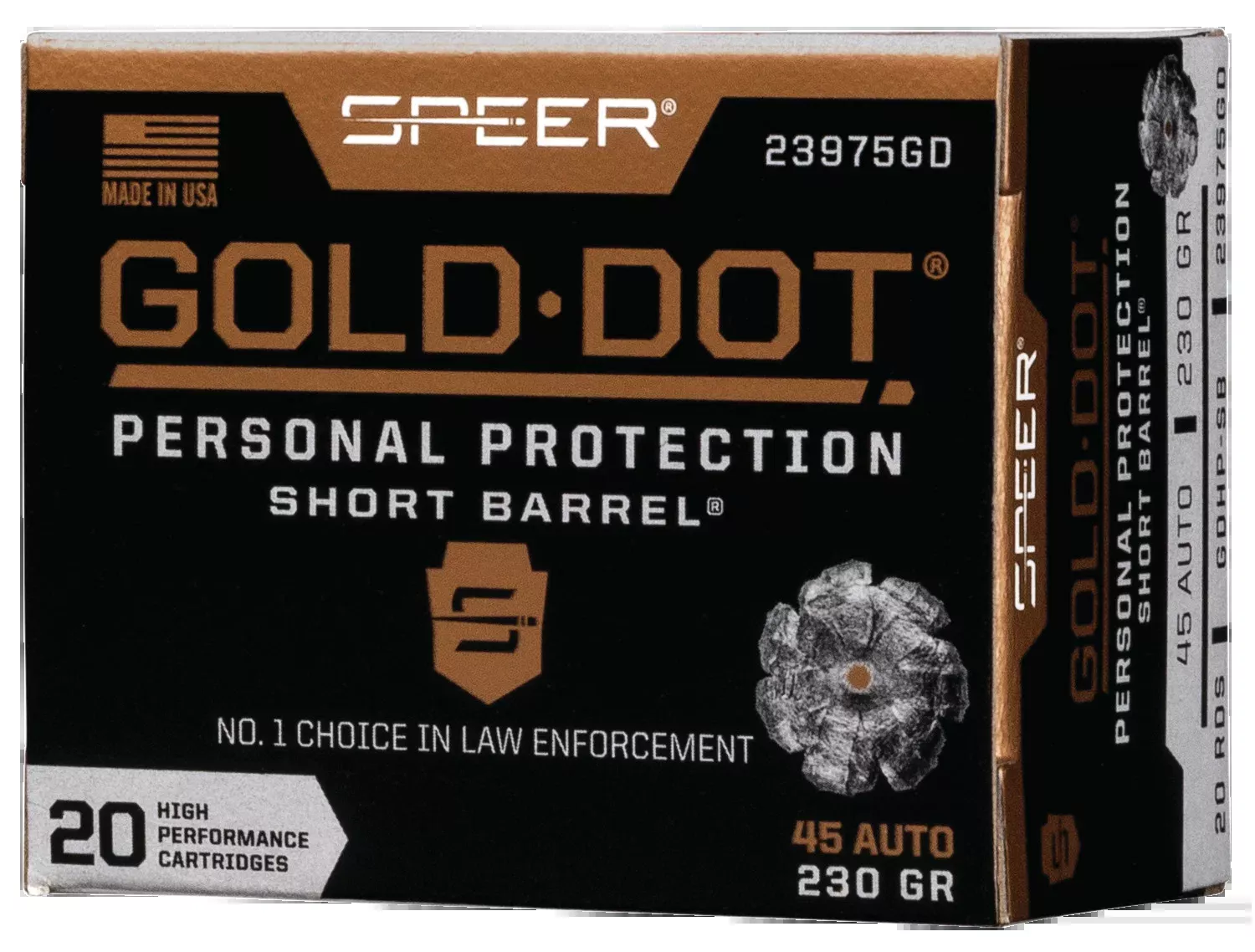 Speer Ammo Gold Dot Personal Protection Short Barrel 45 ACP 230gr Hollow Point - Box or Case