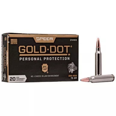 Speer Ammunition Speer Gold Dot 223 Remington 75 Grain Gold Dot Soft Point - 20 Round Box