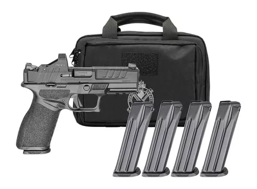 Springfield Armory EC9409BFCPAC Echelon 40F.C Gear Pac 9mm Luger 20+1 4" Black Melonite Barrel, Steel Optic Ready/Serrated Slide, Black Polymer Frame w/Picatinny Rail, Ambidextrous