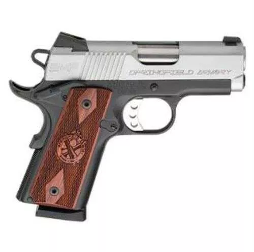 Springfield Armory EMP 1911 9mm Luger Semi Auto Pistol 3" Match Grade Barrel 9 Rounds Fiber Optic Front Sight Wood Grips Stainless/Black