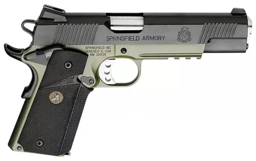 Springfield Armory PX9105MLCA18 1911 Loaded Operator *CA Compliant 45 ACP 5" 7+1 OD Green Armory Kote Black Armory Kote Carbon Steel Slide Black Wraparound Rubber Grip