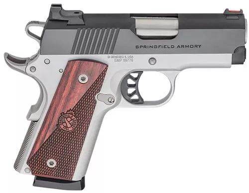 Springfield Armory PX9123L 1911 Ronin EMP 9mm Luger 9+1 3" Stainless Match Grade Bull Steel Barrel, Blued Serrated Carbon Steel Slide, Satin Cerakote Aluminum Frame w/Beavertail, Textured Wood Grip