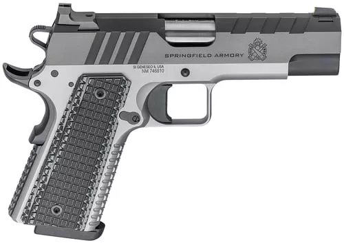 Springfield Armory PX9217L 1911 Emissary 9mm Luger 9+1 4.25" Bull Barrel,Stainless Steel Frame w/ Beavertail, Serrated Blued Carbon Steel Slide, Black VZ Thin-Line G10 Grip