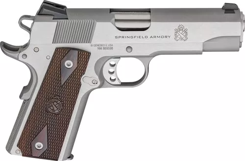 Springfield Armory PX9418S 1911 Garrison 45 ACP 7+1 4.25" Stainless Match Grade Barrel, Serrated Stainless Steel Slide & Frame w/Beavertail, Thinline Wood Grip