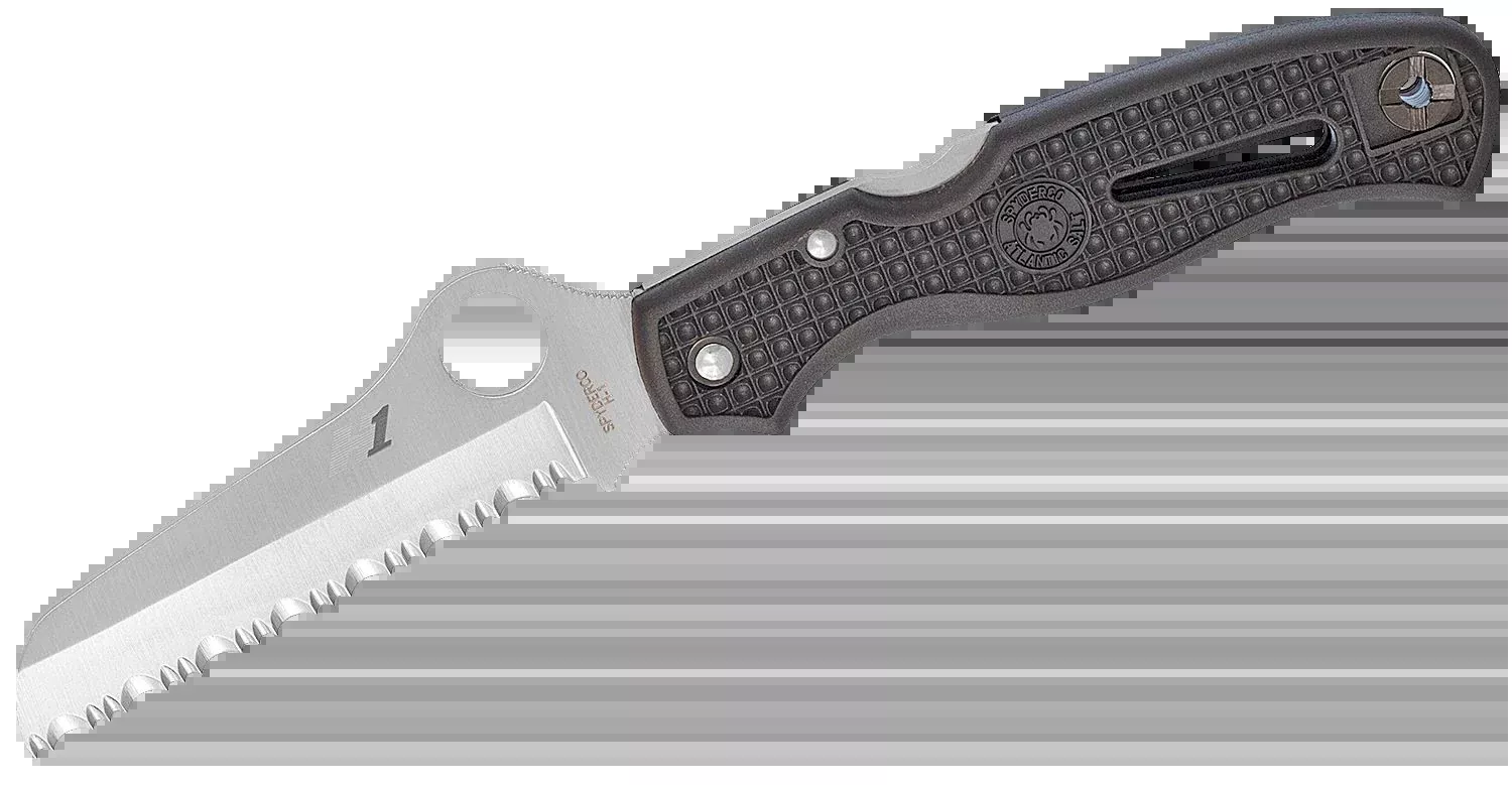 Spyderco Atlantic Salt C89SBK 3.69" Folding Sheepsfoot Serrated H1 Steel Black FRN