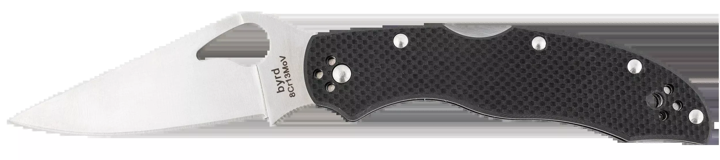 Spyderco Byrd Harrier 2 3.39" 8Cr13MoV Clip Point Plain Edge Black G10 Folding Knife